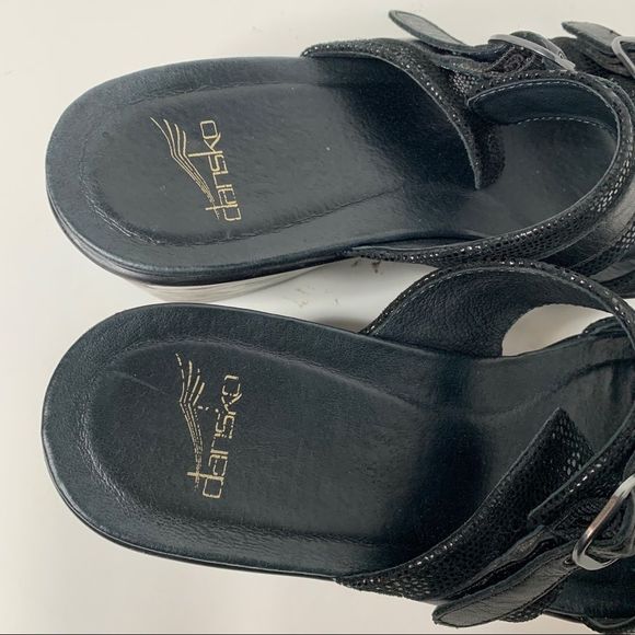 🚫🚫🚫🚫🚫Dansko Jessie Black Lizard Leather Double Banded Sandal size 39 - Picture 7 of 8